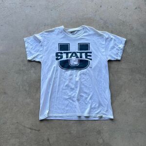 Utah State Mens L tee college university white